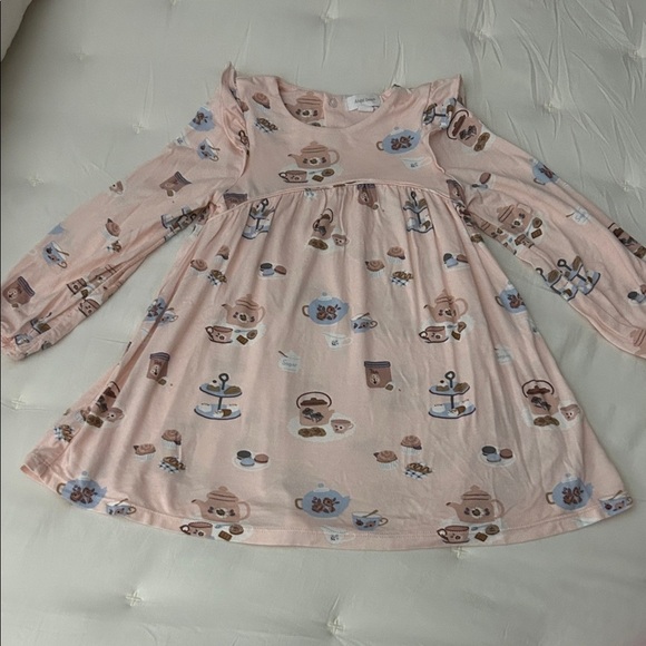 Angel Dear Other - Angel Dear Pink Bamboo  Tea Set Print Dress